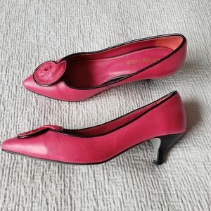 SWIRL Bow Magenta & Black Kitten Heels 7